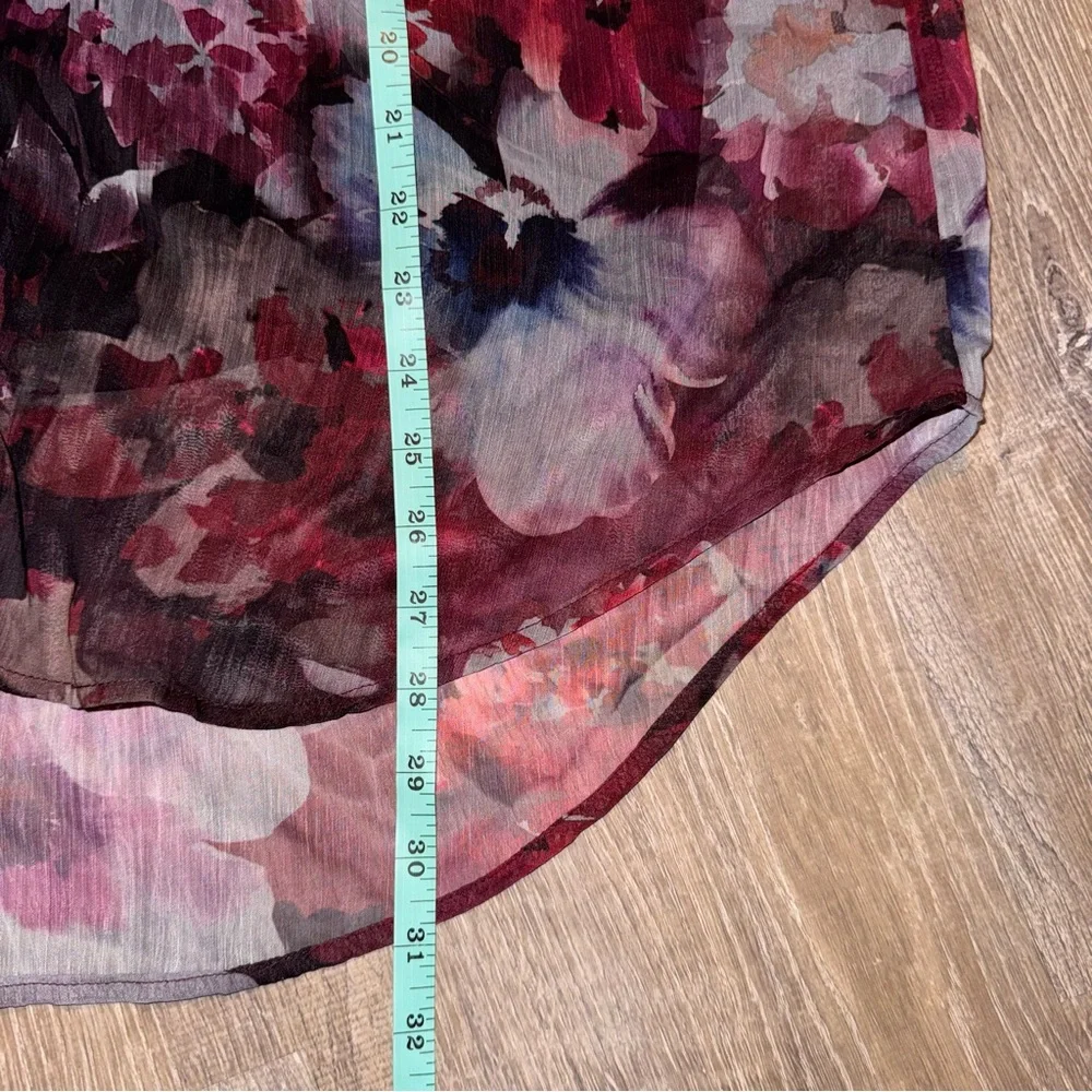 CJ Banks Purple Floral ruffle button down long sleeve Blouse top 1x NWT - Picture 14 of 16